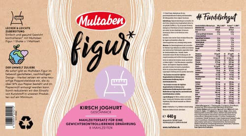 Multaben Diät Shake - Kirsch-Joghurt - Proteinreicher Abnehm Shake, Mahlzeitenersatz mit Vitaminen & Mineralstoffen – sättigender Diät Drink als hochwertige Trinkmahlzeit - Diät Shake zum abnehmen