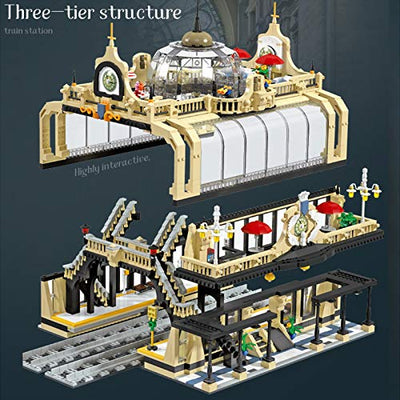 Technic Train Station Bausteine Set, DIY Retro Zug Modell Spielzeug für Kinder und Erwachsene Geburtstag & Weihnachtsgeschenk, 3950 Stück