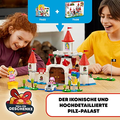 LEGO 71408 Super Mario Pilz-Palast – Erweiterungsset, Spielzeug zum kombinieren mit Starterset, Zeitblock mit Figuren, Geschenk zu Weihnachten