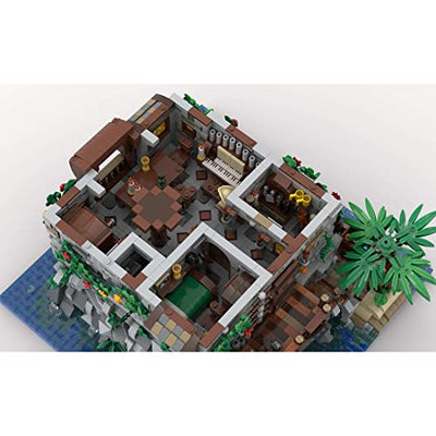 WWEI Mittelalterliche Piraten Modular Haus Architecture, 5899 Klemmbausteine Piraten Schädel Insel Modular Building, Entworfen von Massenzio, Kompatibel mit Lego 21322