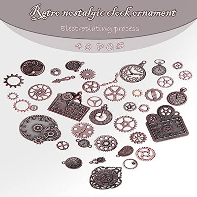 40 Stück Steampunk Anhänger Charms, Metall Retro Zahnrad Charms, Antike Anhänger Steampunk Charms Schmuck DIY