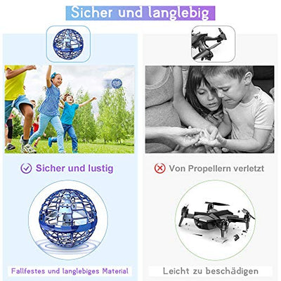 FLYNOVA Hover Ball Mini Drohne - Fliegender Ball Flying Ball Flying Orb Boomerang mit LED Licht Drohne für Kinder Flugzeug Spielzeug Geschenke für Jungen Mädchen Indoor Outdoor, 2021 Pro (Blau)