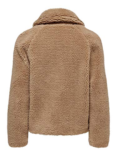 ONLY Damen Teddy Jacke ONLEmily Kunstfell-Jacke mit Kragen 15182133 Cuban Sand S