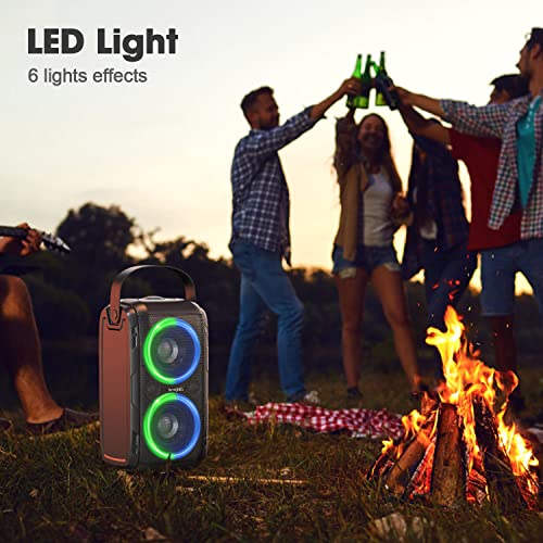 Bluetooth Lautsprecher, W-KING 80W tragbarer kabelloser Lautsprecher Box Musikbox, laut mit druckvollem Bass, gewaltigem 105db Sound, gemischtfarbigen LED-Leuchten, USB-Wiedergabe,24 Stunden Spielzeit