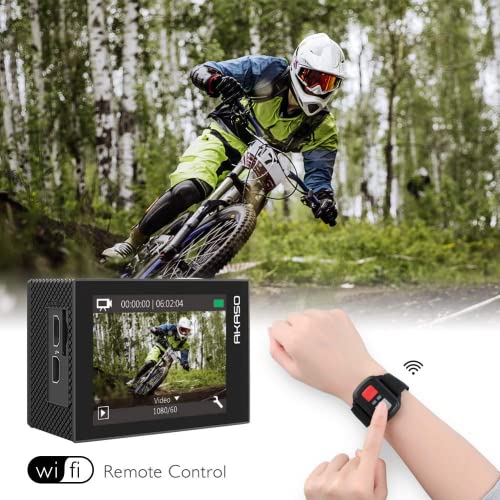 AKASO Action Cam 4K 20MP WiFi 40M Unterwasserkamera Wasserdicht Ultra HD Touchscreen Einstellbar Weitwinkel EIS Actioncam mit 2.4G Fernbedienung und 25 Zubehör Kit EK7000 Pro EK7000 Pro-EU Schwarz