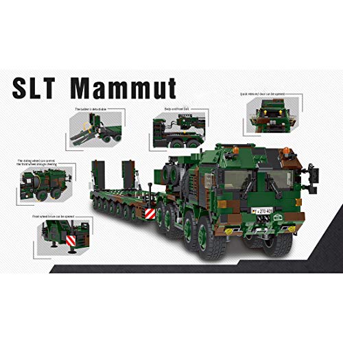 KOAEY Technik Militär Panzerträger Bausteine, 1912 Teile WW2 Militärischer Panzer Transporter LKW Modellbausatz Kompatibel mit Lego