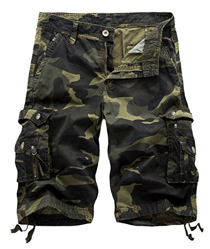 AIEOE Herren Cargo Shorts Sommer Tarnung Kurze Hose Outdoor Loose-Fit Arbeitshosen Freizeithose Männer Baumwolle Multi Taschen Bermuda