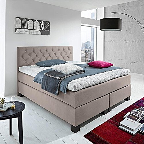 WELCON Boxspringbett Rockstar in Chesterfield Optik 9cm Topper 180x200 H1 H2 H3 H4 H5 (rechts und Links kombinierbar) blau grau schwarz beige Weiss rot braun - weich medium fest hart bis 160kg