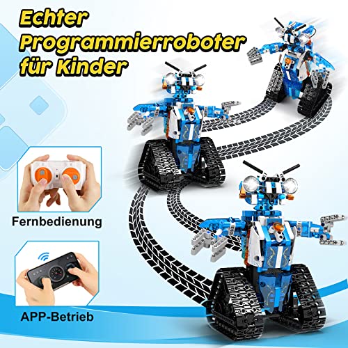 VEPOWER Roboter Kinder Spielzeug,Programmierbar und Ferngesteuerter,APP und Fernbedienung Technik Mint Roboter Bausteine Geschenk für Jungen und Mädchen ab 8 9 10 11 12 Jahren -369 Stück