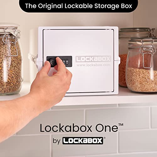 Lockabox One™ | Kompakte und hygienische Verschlussbox für Lebensmittel und Medikamente sowie zum sicheren Aufbewahren von Gegenständen zu Hause (Opal White)