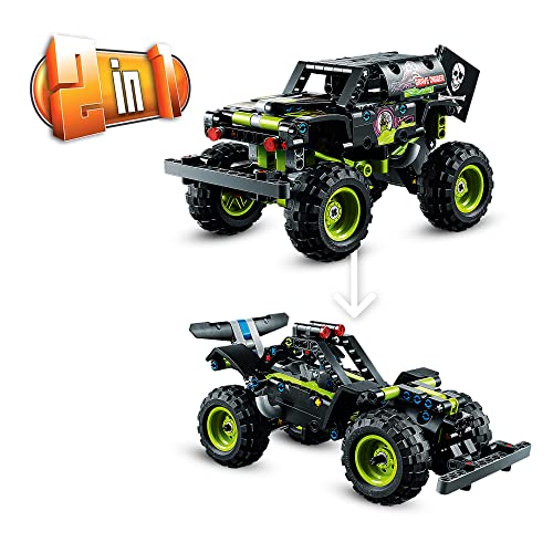 LEGO 42118 Technic Monster Jam Grave Digger Truck - Gelände-Buggy 2-in-1 Set, Spielzeugauto mit Rückziehmotor für Jungen und Mädchen ab 7 Jahren