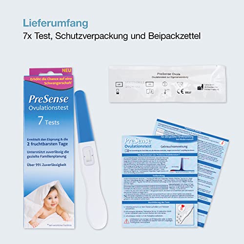 PreSense® - Ovulationstest Fruchtbarkeitstest für Eisprung – Schnell, Sicher, Zuverlässig und Einfach – Urintest - Kinderwunsch - Schwangerschaft - 7 Stück