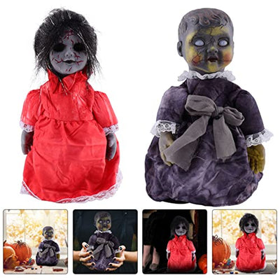 TOYANDONA 4 Stück Liefert Horror Leuchtendes Outdoor- Halloween für Sound- Baby ohne Soundbar Licht Und Figur Gruselige Deko- Puppe mit Schrecklicher Batterie Kostümpuppenpuppe mit Stimme