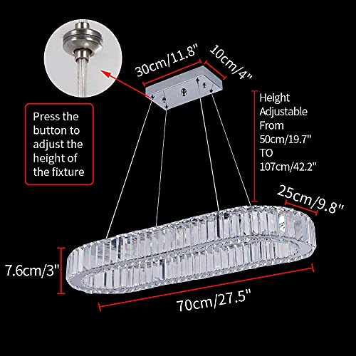 LED Kristall Deckenleuchte, Moderne Kristallkronleuchter,Edelstahl Pendelleuchte für Schlafzimmer Wohnzimmer Esszimmer