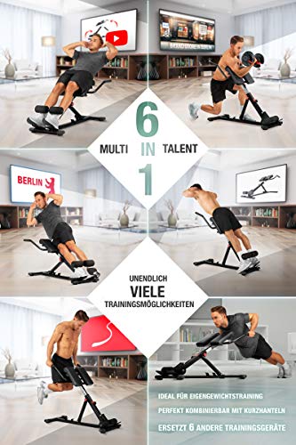 Sportstech Gesund&Fit in 2022 6in1 Bauch und Rückentrainer Krafttraining Zuhause | Rückenstrecker ergonomisch verstellbar | Rückenretter & Bauch Beine Po Trainingsgerät für Home Gym Equipment