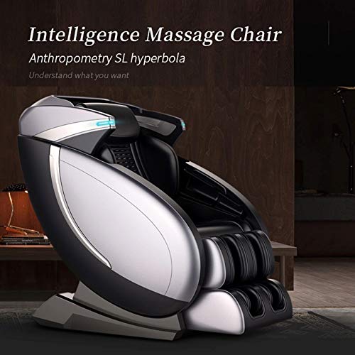 Lzour 3D SL-Tratk Massagestuhl, Ganzkörper Zero Gravity Shiatsu-Recliner mit Body Scan Fucntion, Bluetooth und Atemlicht,Grau