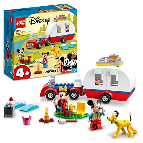 LEGO 10777 Disney Mickys und Minnies Campingausflug, Wohnmobil mit Disney Figuren: Minnie, Micky Maus und Pluto Hund, für Kinder ab 4 Jahre