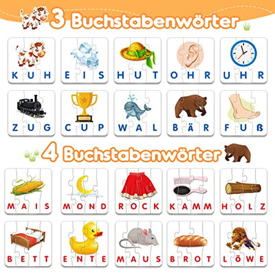 Hiwezezc Spielzeug ab 3 4 5 Jahre, Buchstaben Lernen Scrabble Lernspiele ab 2-5 Jahre Lesen Lernen Montessori Spielzeug ab 2-4 Jahre Spiele ab 2-6 Jahre Einschulung Mädchen Junge Geschenk 2-6 Jahre