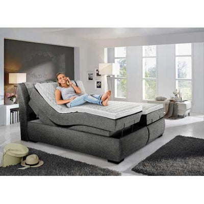 lifestyle4living Boxspringbett in grau-schwarz, elektrisch, 2 Tonnentaschenfederkernmatratzen auf Taschenfederkern, 2 Gelschaumtopper Maße: 180 x 200 cm