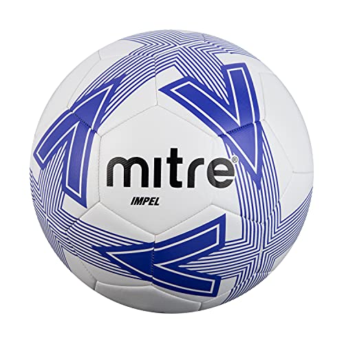 Mitre Impel L30P Fußball, sehr strapazierfähig, formbeständig, für alle Altersgruppen, weiß, blau, schwarz, Größe Ball 5