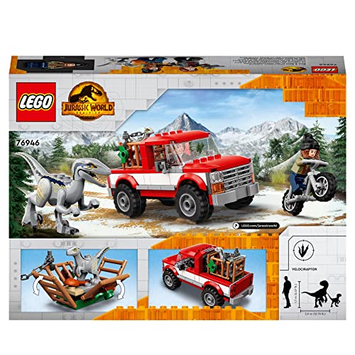 LEGO 76946 Jurassic World Blue & Beta in der Velociraptor-Falle, Spielzeugauto mit Dinosaurier Figuren, Geschenk zu Weihnachten für Kinder ab 6 Jahren