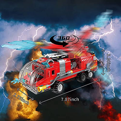 QLT City Fire Truck Building Kit für Kinder von 6–12 Jahren, kompatibel mit Lego City Fire Truck 8-in-1-Baustein, Fire Helicopter Toys Building Sets.(313 PCS)