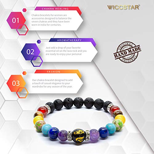 WICCSTAR Doppelt Chakra Armband mit Schmuckbeutel & bedeutung Karte