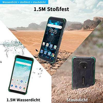 Blackview BV4900 (2021) Outdoor Handy ohne Vertrag, 5.580mAh, 5,7 Zoll 32GB ROM/128GB Erweiterbar, NFC, Gesichtserkennung, Android 10, 8MP+5MP Unterwasserkamera, 4G Robustes Outdoor Smartphone - Grün