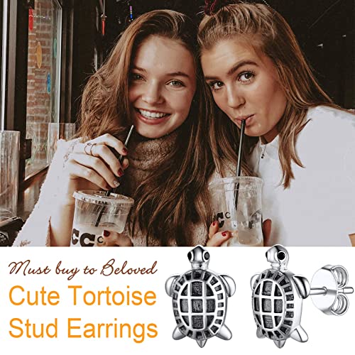 SILVERCUTE Schildkröte Ohrringe Schmuck Damen Silber 925 Tier Ohrstecker Ohr Piercing für Mädchen Stud Earrings Accessoire für Weinhnachten Valentinestag Geburtstag