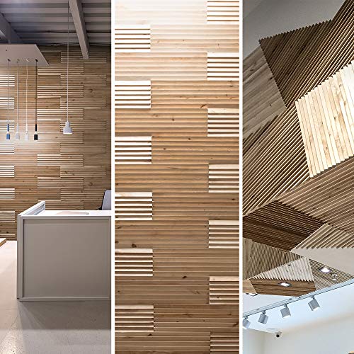 Wandverkleidung aus Holz 3D Optik Natürliches Birke Holz Wandpaneele Wanddekoration Holzverkleidung Holzwand Wanddesign von Wooden Wall Design model Acuto. (1m2)