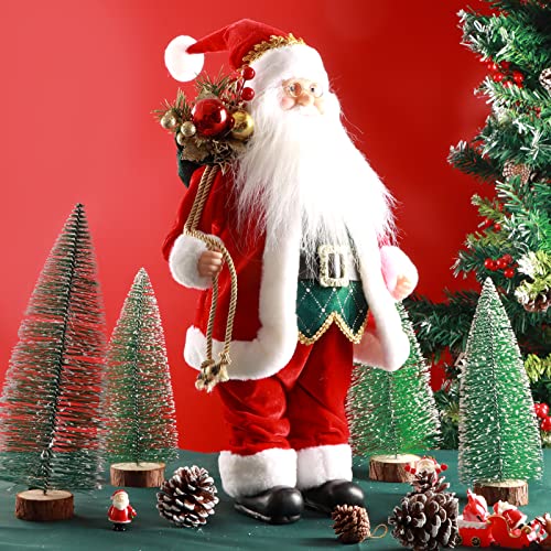 ABXMAS Weihnachtsmann Figur für Weihnachtsdeko Ornament, Santa Claus Puppe für Fenster Tisch Display Tisch 50cm, Weihnachtsmannpuppe Spielzeug Geschenk Kinder Mädchen Erwachsene