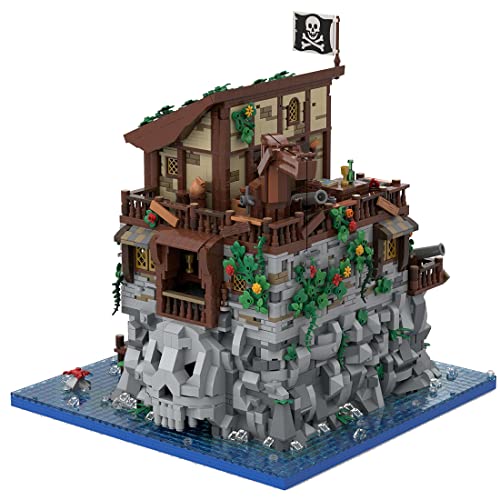 WWEI Mittelalterliche Piraten Modular Haus Architecture, 5899 Klemmbausteine Piraten Schädel Insel Modular Building, Entworfen von Massenzio, Kompatibel mit Lego 21322