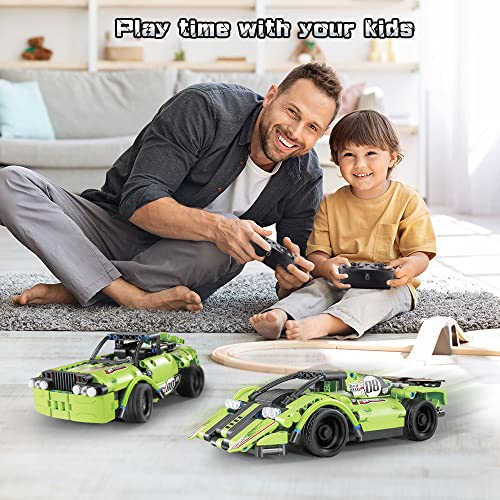 HOGOKIDS STEM Ferngesteuertes Bauspielzeug ab 6 - 12 | 2 IN 1 Technik Fahrzeug Rennwagen Bausatz 2.4GHz 335 Teile Konstruktionsspielzeug Technic Bausteine Geschenk ab 6 7 8 9 10 Jahre für Jungen