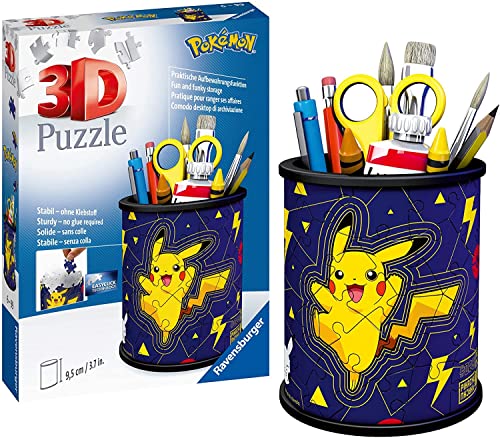 Ravensburger 3D Puzzle 11257 - Utensilo Pokémon Pikachu - 54 Teile - Stiftehalter für Pokémon Fans ab 6 Jahren, Schreibtisch-Organizer für Kinder