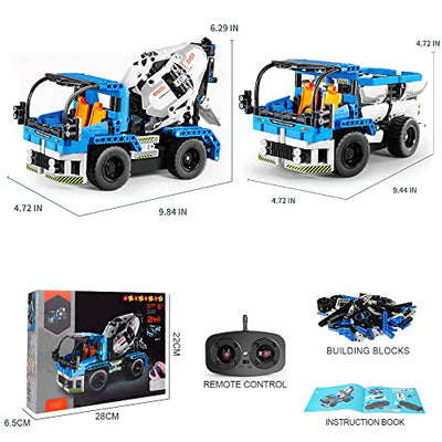 HOGOKIDS Technik Ferngesteuert Auto Bauspielzeug - 2 in 1 Bausteine Spielzeug ab 6 7 8 9 10 Jahre für Jungen Mädchen | 394 Teile Betonmischer Muldenkipper 2.4GHz STEM RC Fahrzeug Geschenke für Kinder