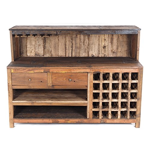 Vintage Design BARSCHRANK PUREWOOD | 150x110x55cm(BxHxT) | Shabby Chick Minibar, Bar Theke aus Altholz | Verkaufstresen, Kassentresen, kultiges Dekoobjekt | Farbe: 01 Natur-Vintage