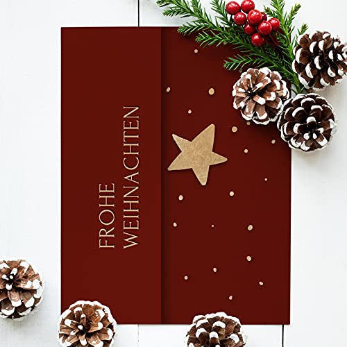 Weihnachtskarten mit Umschlag Set (12 Stück) - A6 Klappkarten für Weihnachten - Christmas Postkarte mit Umschlägen für deine Weihnachtsgrüße - Coole Weihnachtspostkarten mit und ohne Sprüche