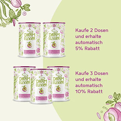 Darm-Elixier - Symbiotika mit Ballaststoffen und Alphabiom® Kulturen-Komplex, Flohsamenschalen, Inulin, Fenchel, Pektine, Klettenfrucht, Süßholzwurzel, Ohne Süßstoffe oder Aromen - 450 Gramm Pulver