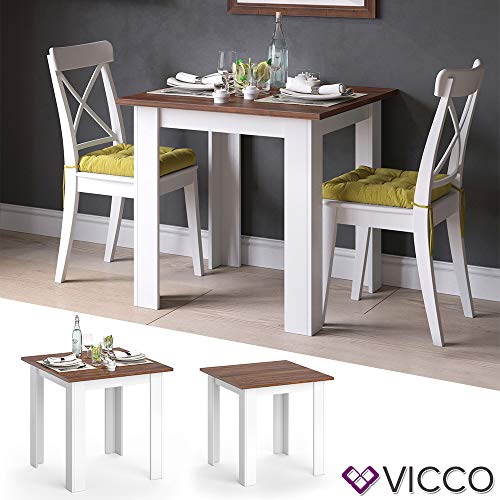 Vicco Esstisch KARLOS Esszimmertisch 80cm Wohnzimmer Küchentisch Tisch (Weiß Nussbaum)