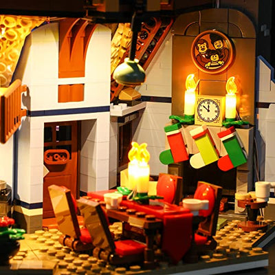 LIGHTAILING Licht-Set Für Lego 10293 Creator Expert Besuch des Weihnachtsmanns Bausteinen Modell：Fernbedienungsversion - Modell Set Nicht Enthalten