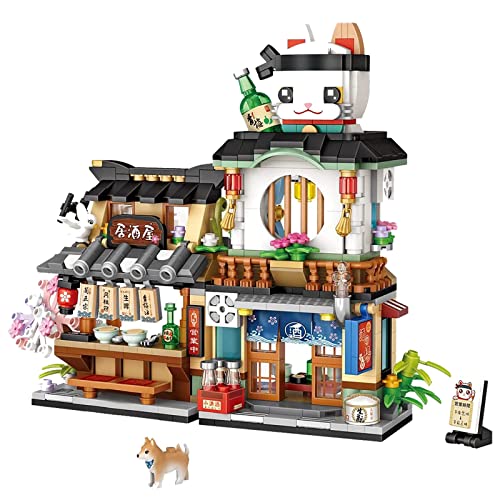 QLT Japanisch Straßenansicht Izakaya Shop Mini Bausteine, MOC Creative STEM Japanisch Toys Friends mädchen Model Set, 789 PCS Klemmbausteine Haus Toy Gift (Nicht kompatibel mit Lego Bausteine)