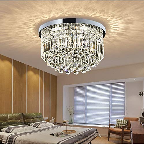 Bestier Moderne Klarem Kristall Regentropfen Kronleuchter Beleuchtung Unterputz LED Deckenleuchte Leuchte für Esszimmer Badezimmer Schlafzimmer Wohnzimmer E14 Glühbirnen Erforderlich H25cm X D50cm