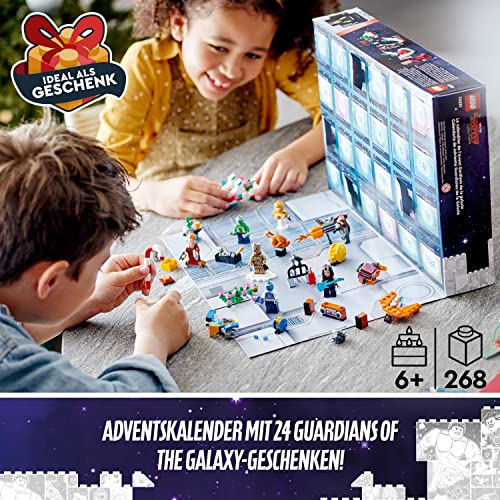 LEGO 76231 Marvel Guardians of The Galaxy Adventskalender 2022 mit Groot, Raumschiff und Superhelden-Minifiguren, baubarer Weihnachtskalender