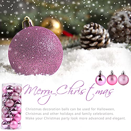 Weihnachtskugeln Baumschmuck, Glas Christbaumkugeln 24 Stück Dekokugeln Weihnachten, Matt Glänzend Glitzernd Dekokugeln für Party, Weihnachten Hochzeitsfest, Weihnachtsschmuck (Rosa)