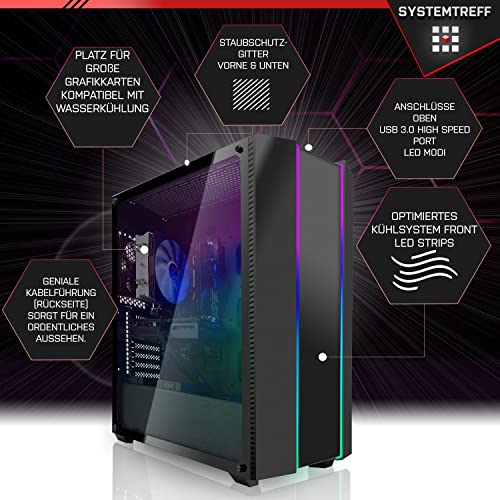 SYSTEMTREFF® Gaming PC AMD Ryzen 5 5600G 6x4.4GHz | AMD RX Vega 7 4K HDMI DX12 | 256GB M.2 NVMe | 16GB DDR4 RAM | Windows 11 | WLAN Desktop Computer Rechner für Gamer, Zocker