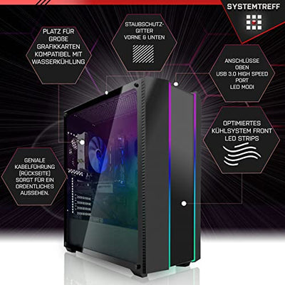 SYSTEMTREFF® Gaming PC AMD Ryzen 5 5600G 6x4.4GHz | AMD RX Vega 7 4K HDMI DX12 | 256GB M.2 NVMe | 16GB DDR4 RAM | Windows 11 | WLAN Desktop Computer Rechner für Gamer, Zocker