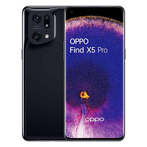 OPPO Find X5 Pro Smartphone, 50 MP Dreifachkamera, 5.000 mAh Akku mit 80W Schnellladen, 6,7 Zoll 120 Hz AMOLED Display, Qualcomm Snapdragon 8 Gen 1, 12 GB Arbeitsspeicher, 256 GB, Glaze Black