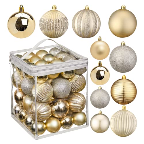 50PCS Weihnachtskugeln Ornamente für zarte Weihnachtsdekoration Kugeln Bastelset Bruchsichere Kunststoff weihnachtsbaumschmuck Kugeln Kit für Neujahrsfeier