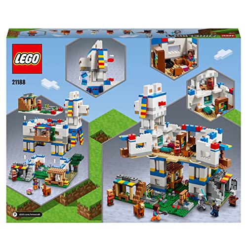 LEGO 21188 Minecraft Das Lamadorf Set, Spielzeug-Haus mit Dorfbewohnern, Tier-Figuren und 6 Modulen, Geschenk zu Weihnachten