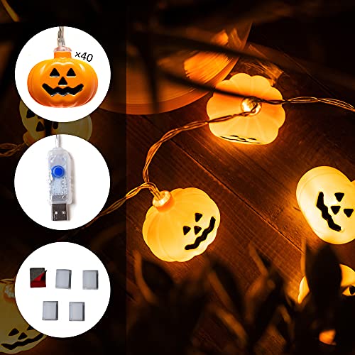 KPCB Halloween Deko Lichterkette, Halloween Kürbis Dekoration Lichterkette, Kürbis Lichterkette für Halloween, 5.4m 40 LEDs Kürbis Lichter USB-betrieben für Halloween Party Hause Garten